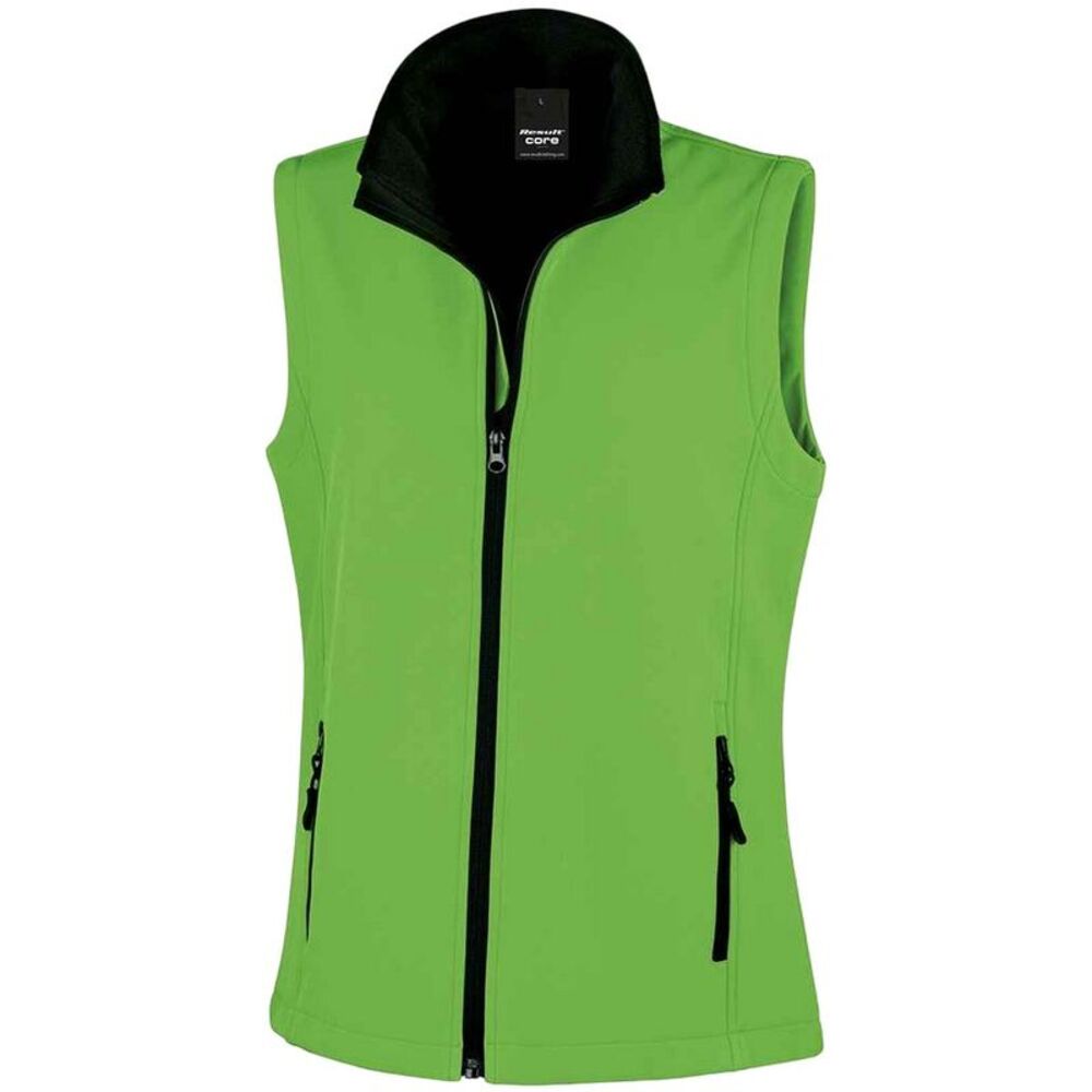 Result Womens/Ladies Core Printable Soft Shell Bodywarmer / Vivid Green/Black